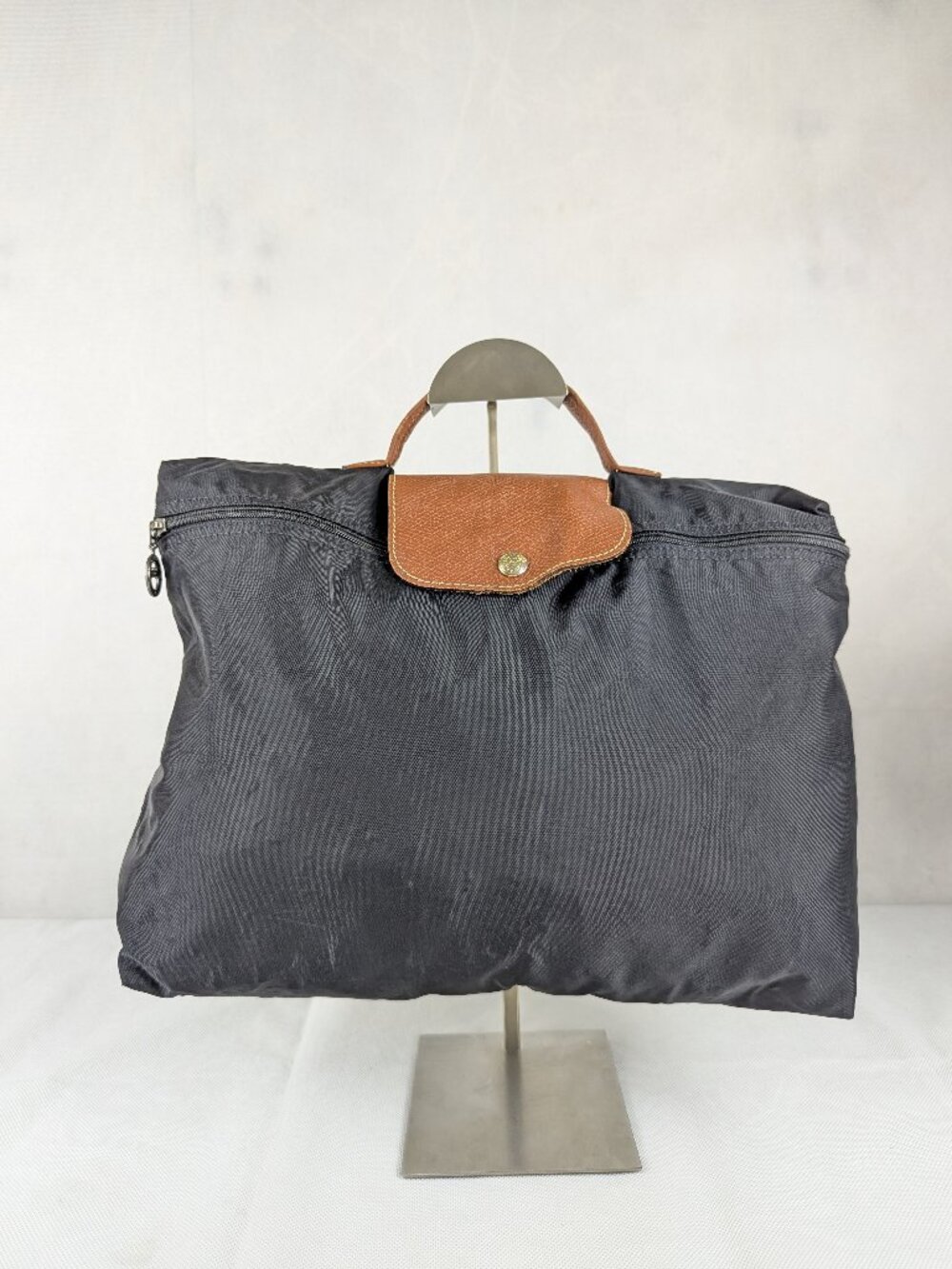 Longchamp Nylon/Leather Le Pliage Original Black Briefcase Bag Made in France
